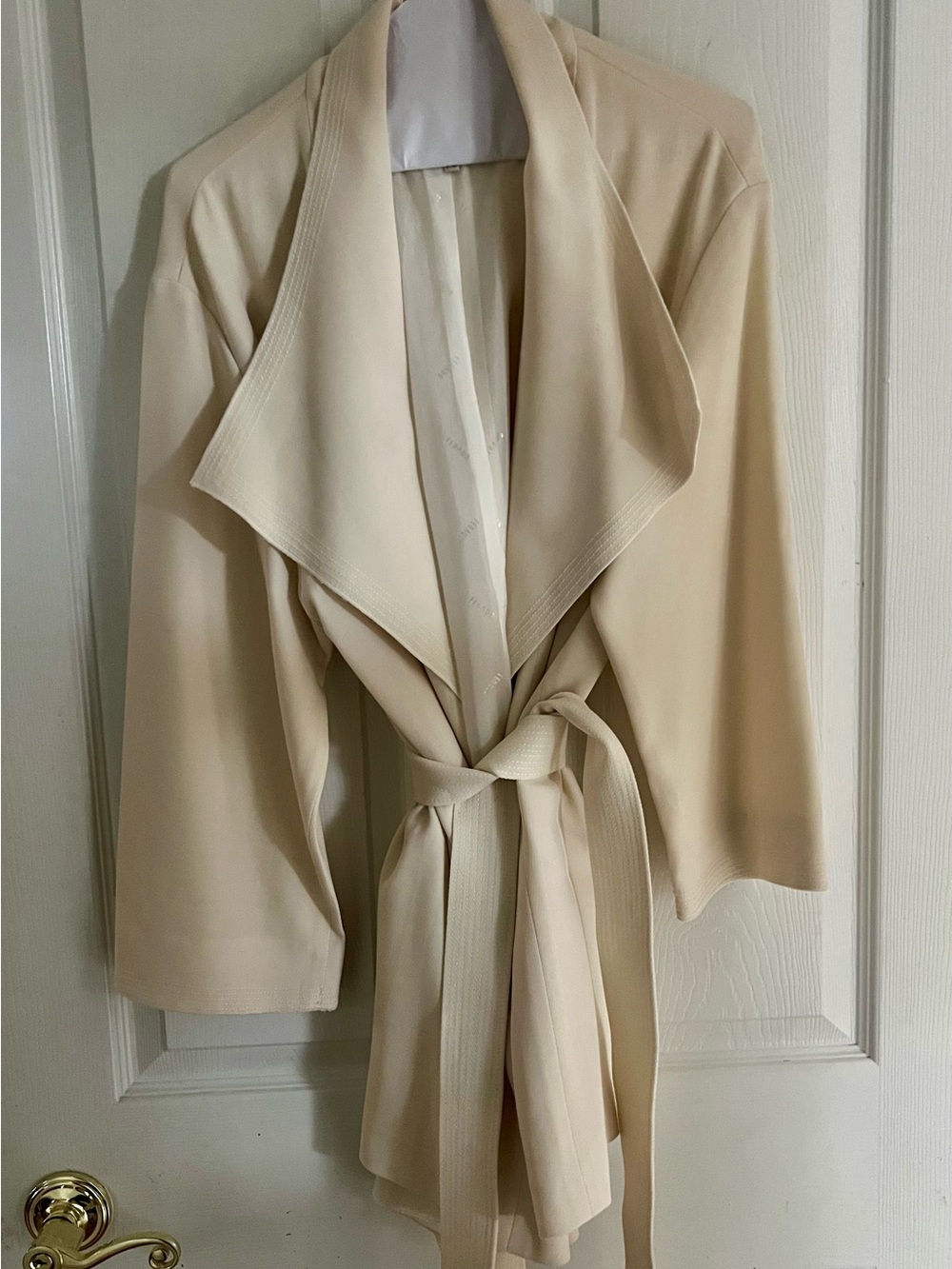 Vintage Ivory Draped Blazer with Sash Belt | 90s European Designer | US 14